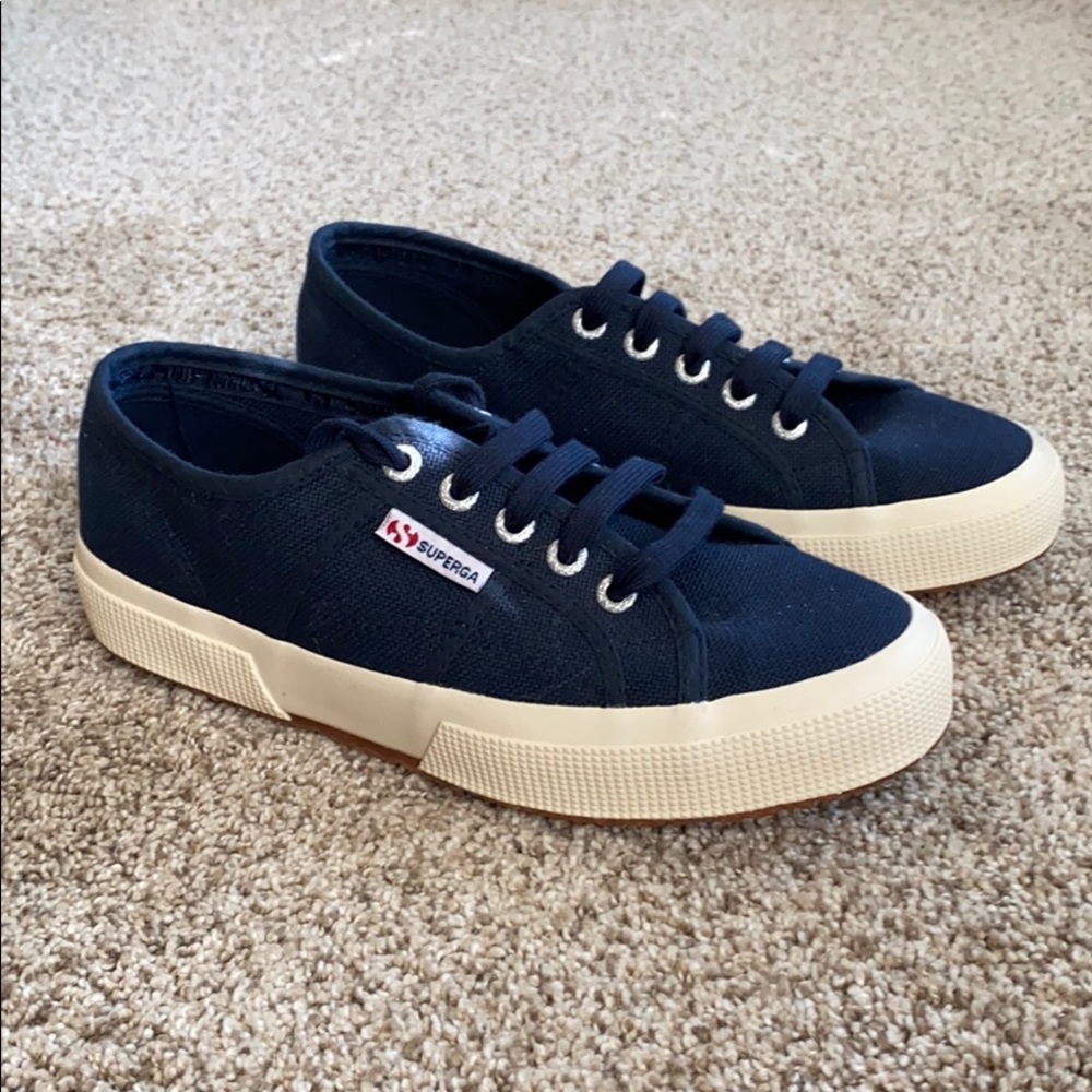Superga navy sneakers, NWOT, never worn! Sz 37.5
